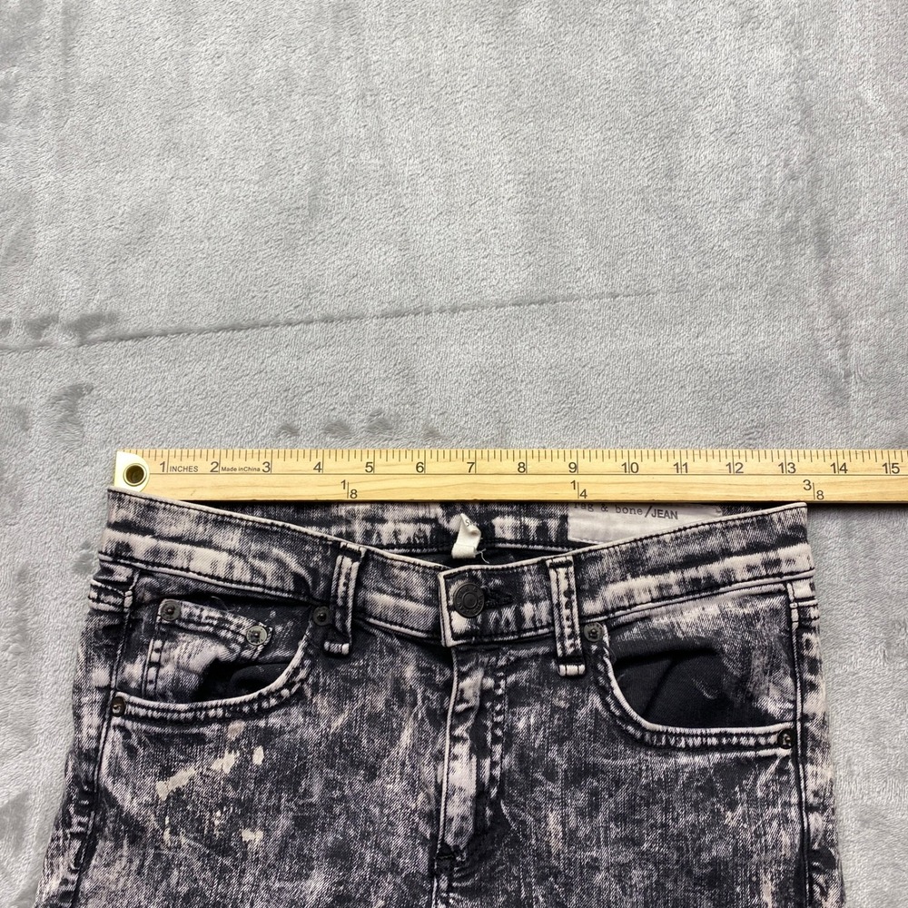 Rag‎ Bone Jean Skinny Jeans Acid Wash Black White Distressed Size 26 Grunge - Picture 4 of 10